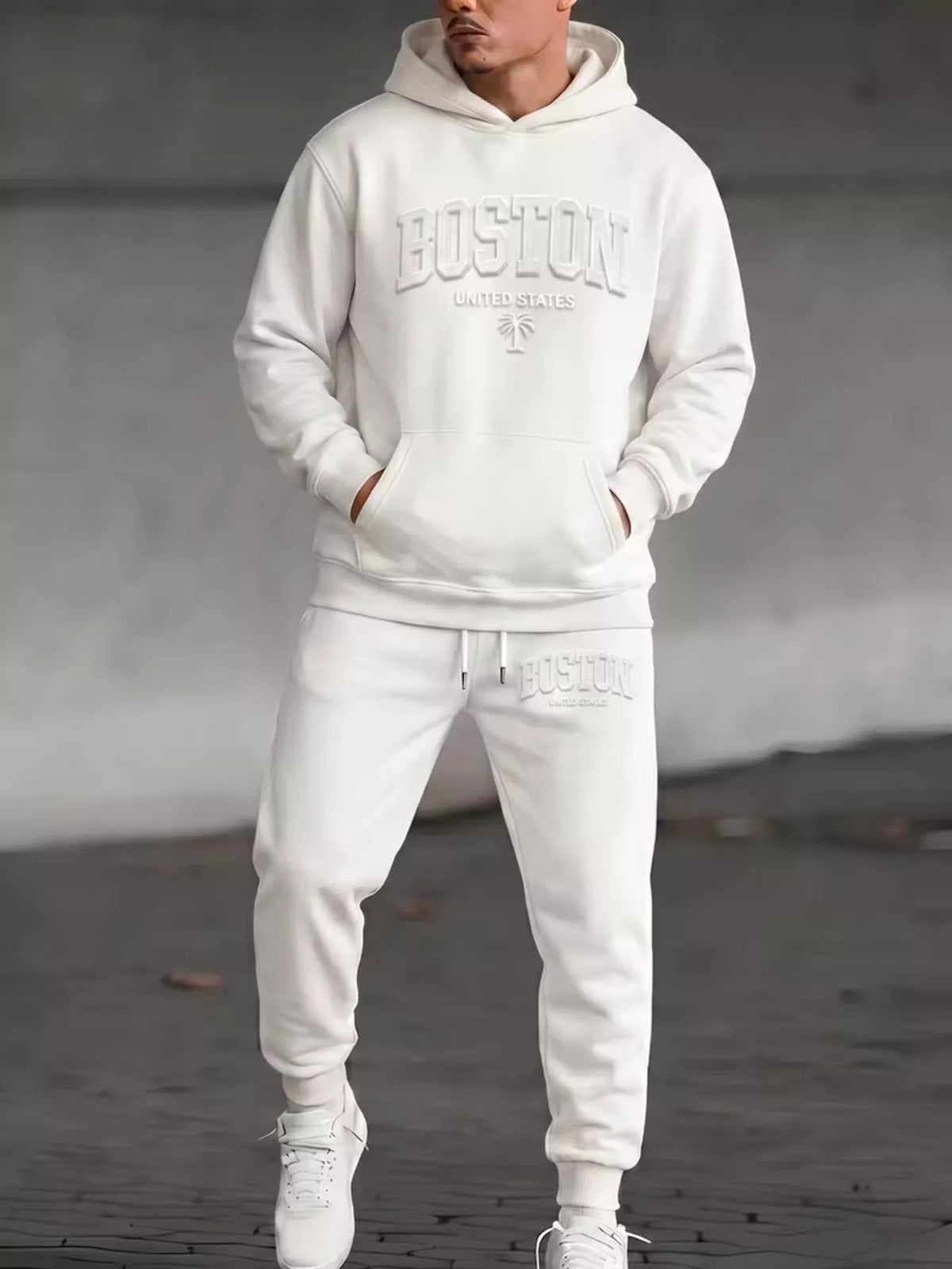 Men's Full Size Kangaroo Pocket Hoodie and Pants Set Plus Size – view 2
