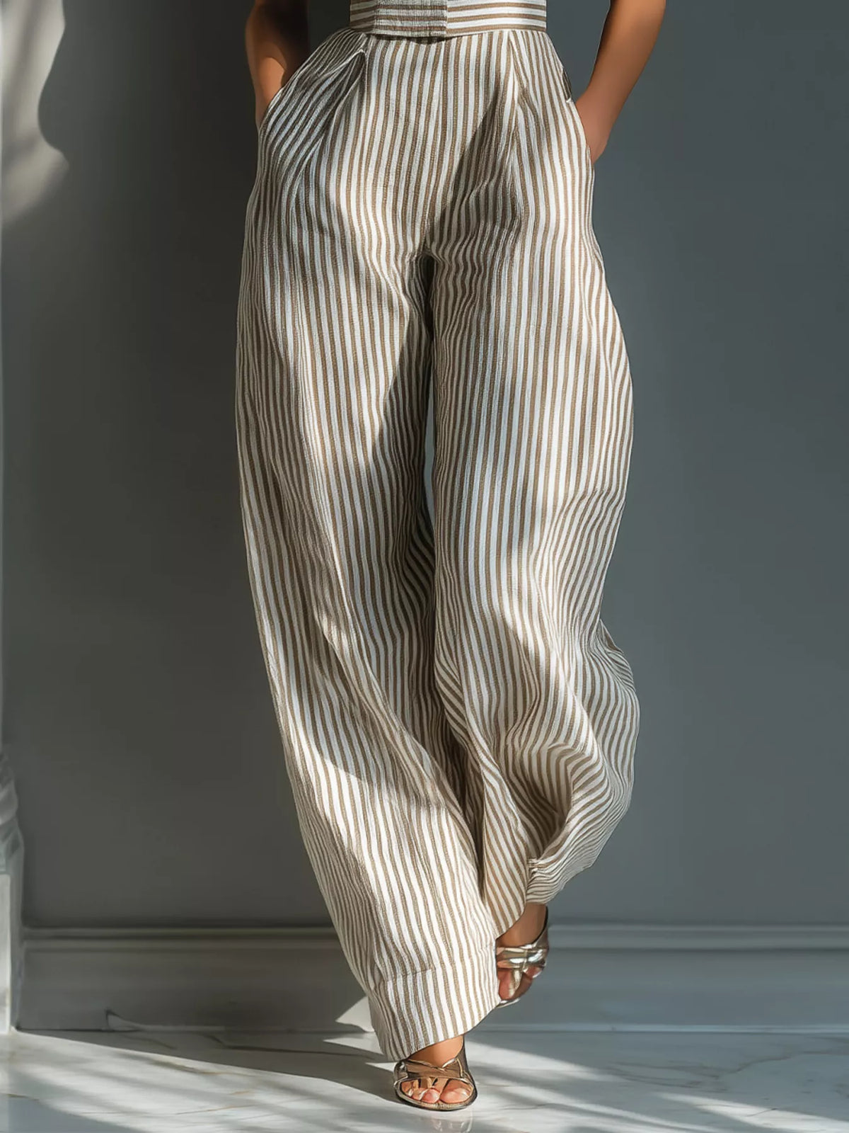 Full Size Striped Wide-Leg Jumpsuit with Tie-Shoulder Detail Plus Size – view 3