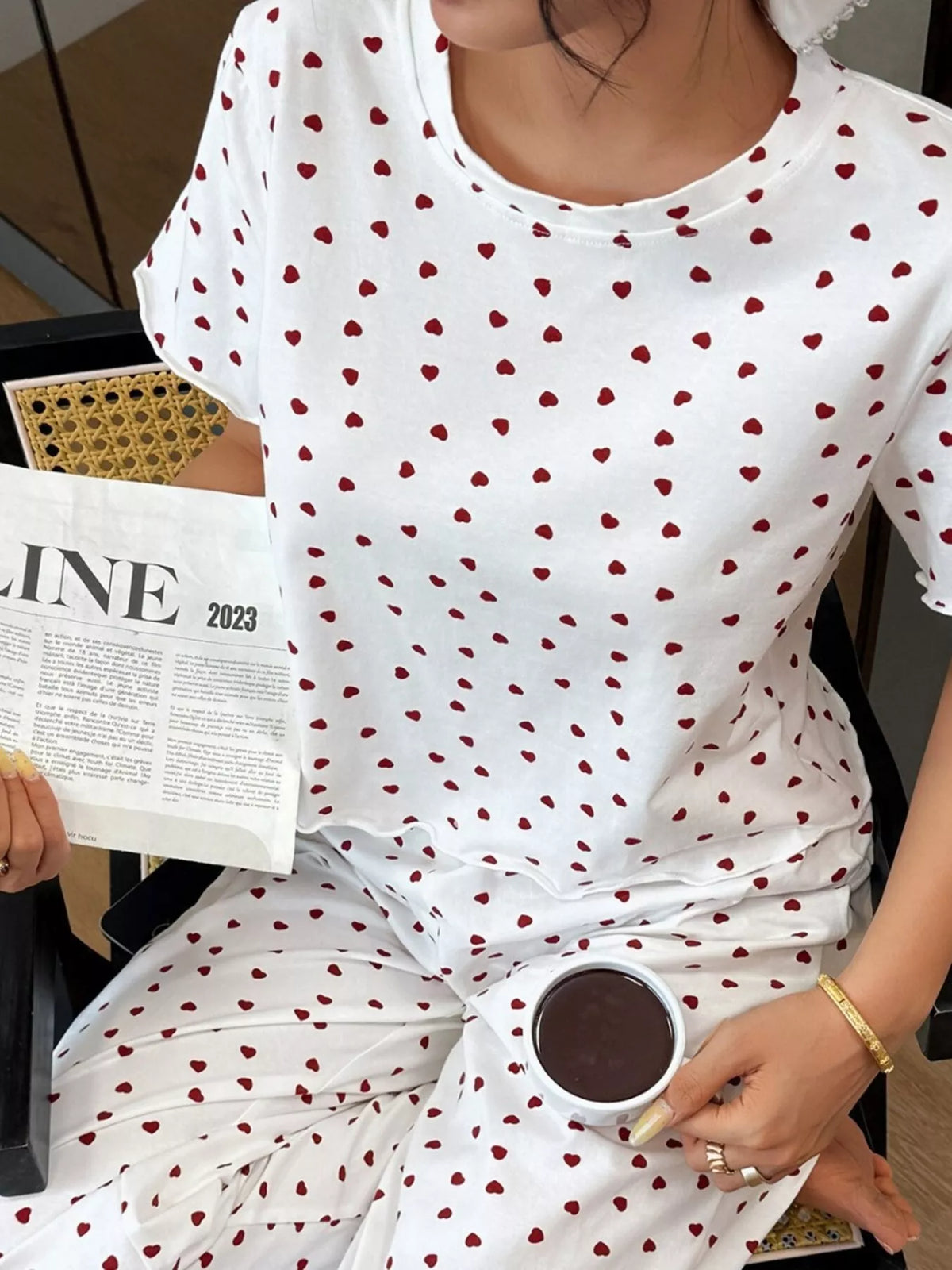 Polka Dot Short Sleeve Top and Shorts Set – view 2
