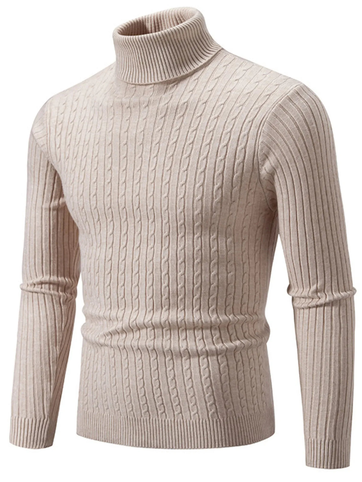 Men's Plus Size Ribbed Turtleneck Long Sleeve Sweater – view 3