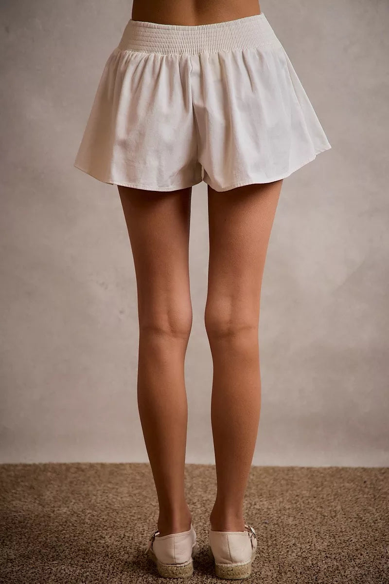 SO ME Denim Bubble Skort With Smocked Back – view 3