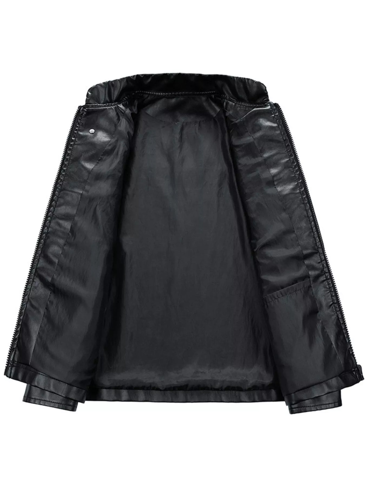 Men's Plus Size Motor Racing Faux Leather Jacket – view 3