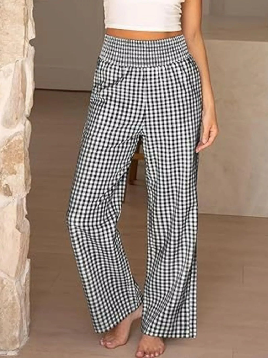 Gingham Wide-Leg Pants – view 2