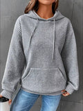 Full Size Textured Kangaroo Pocket Hoodie Plus Size