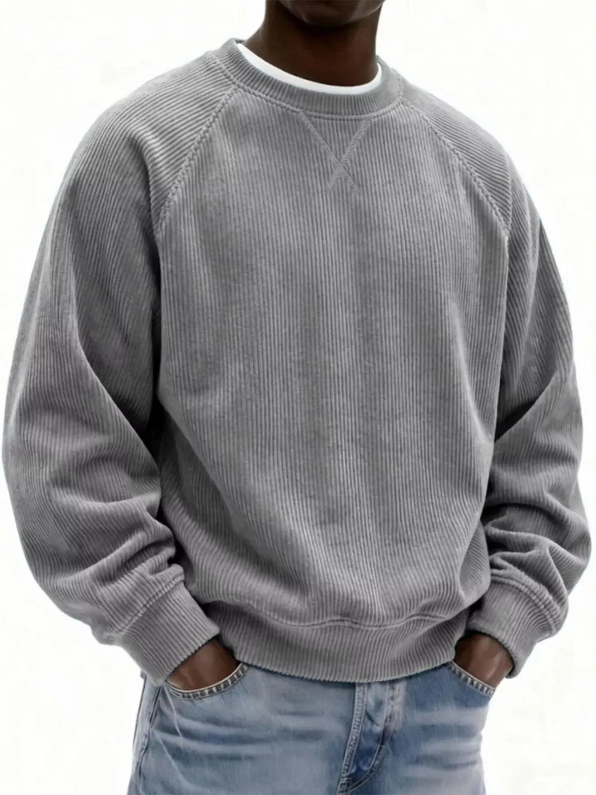 Men's Full Size Corduroy Crew Neck Sweatshirt Plus Size – view 2