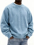 Men's Full Size Corduroy Crew Neck Sweatshirt Plus Size