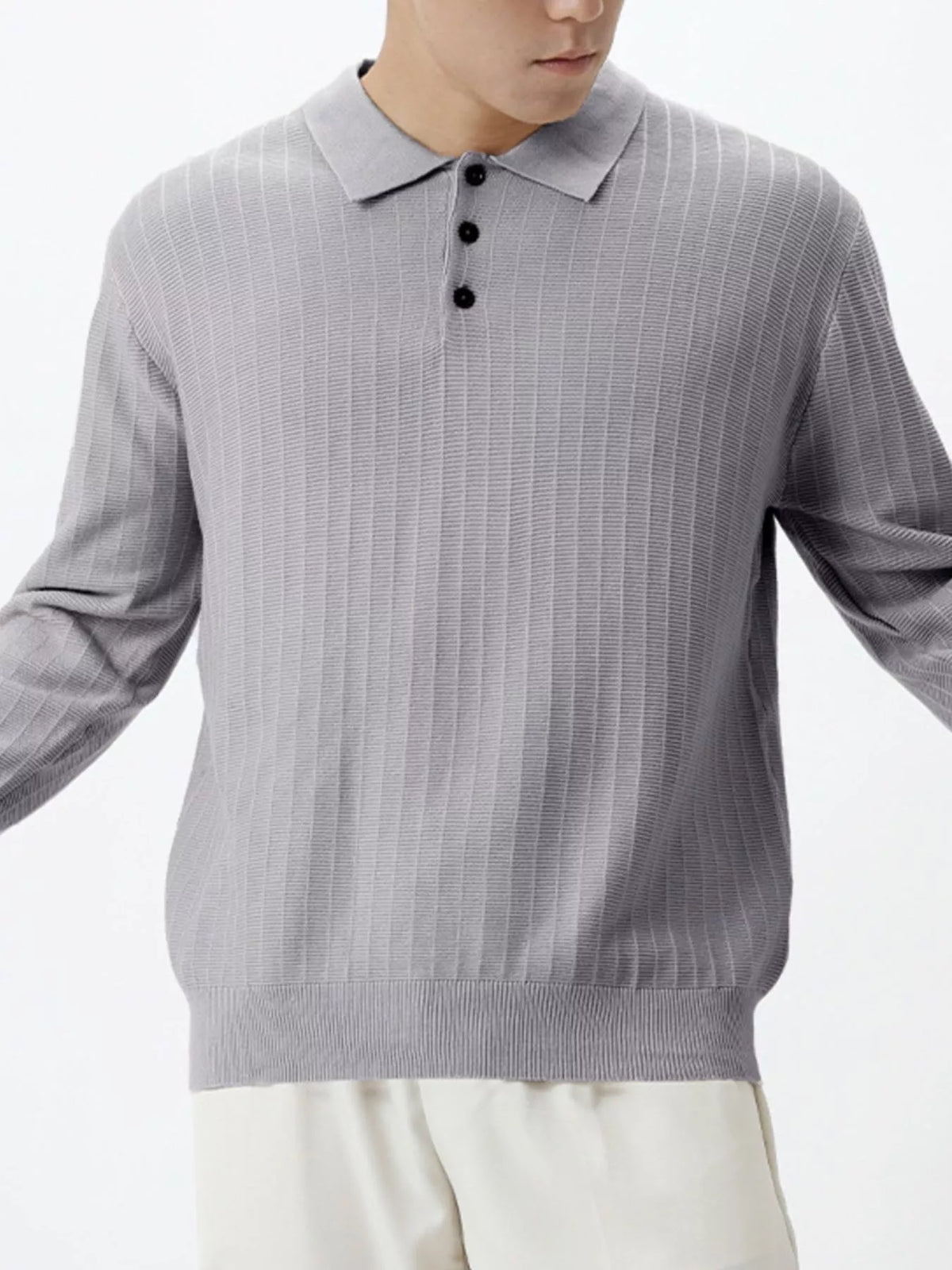 Men's Plus Size Button Detail Ribbed Knit Sweater – view 2