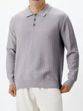 Men's Plus Size Button Detail Ribbed Knit Sweater