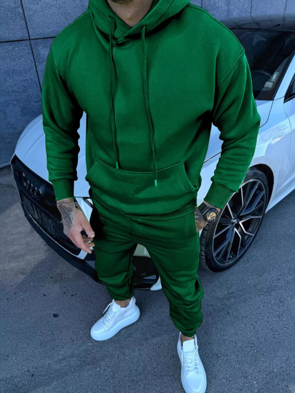 Men's Full Size Kangaroo Pocket Hoodie and Pants Set Plus Size – view 3