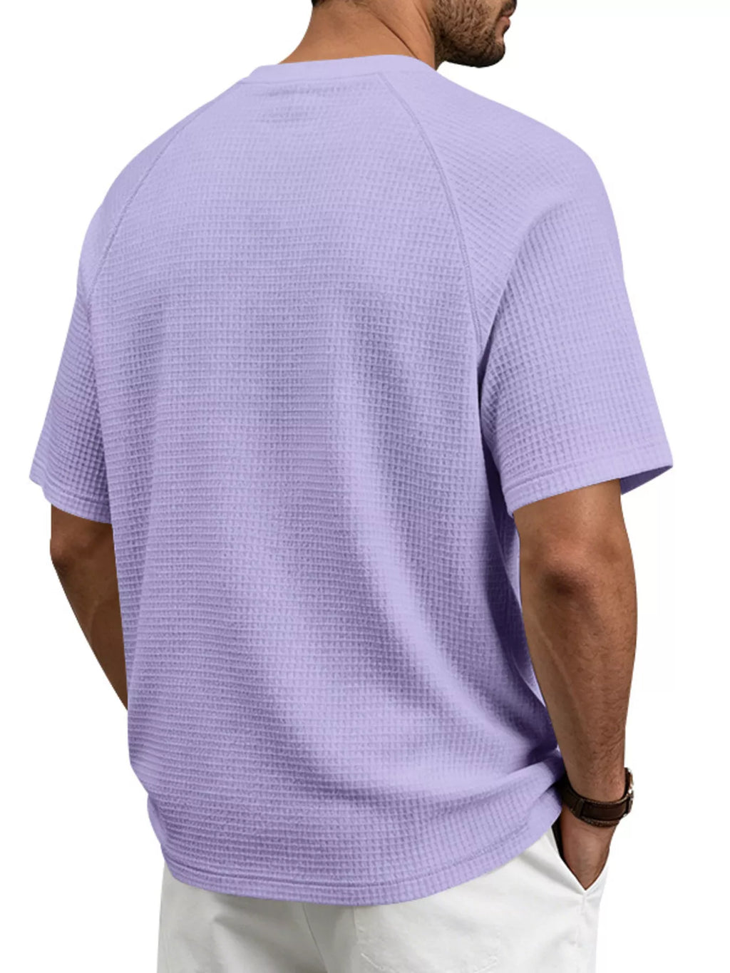 Men's Full Size Waffle Knit Raglan Short Sleeve T-Shirt Plus Size – view 3