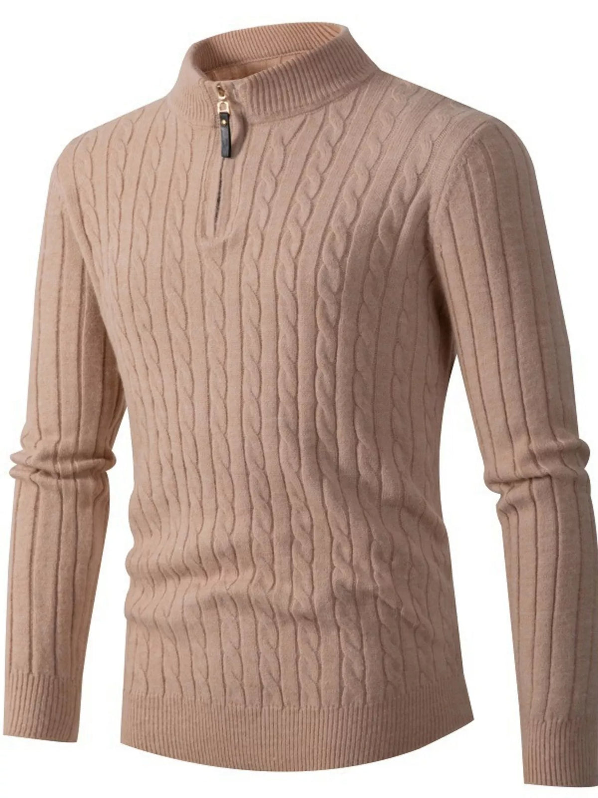 Men's Full Size Cable Knit Half-Zip Sweater Plus Size – view 2