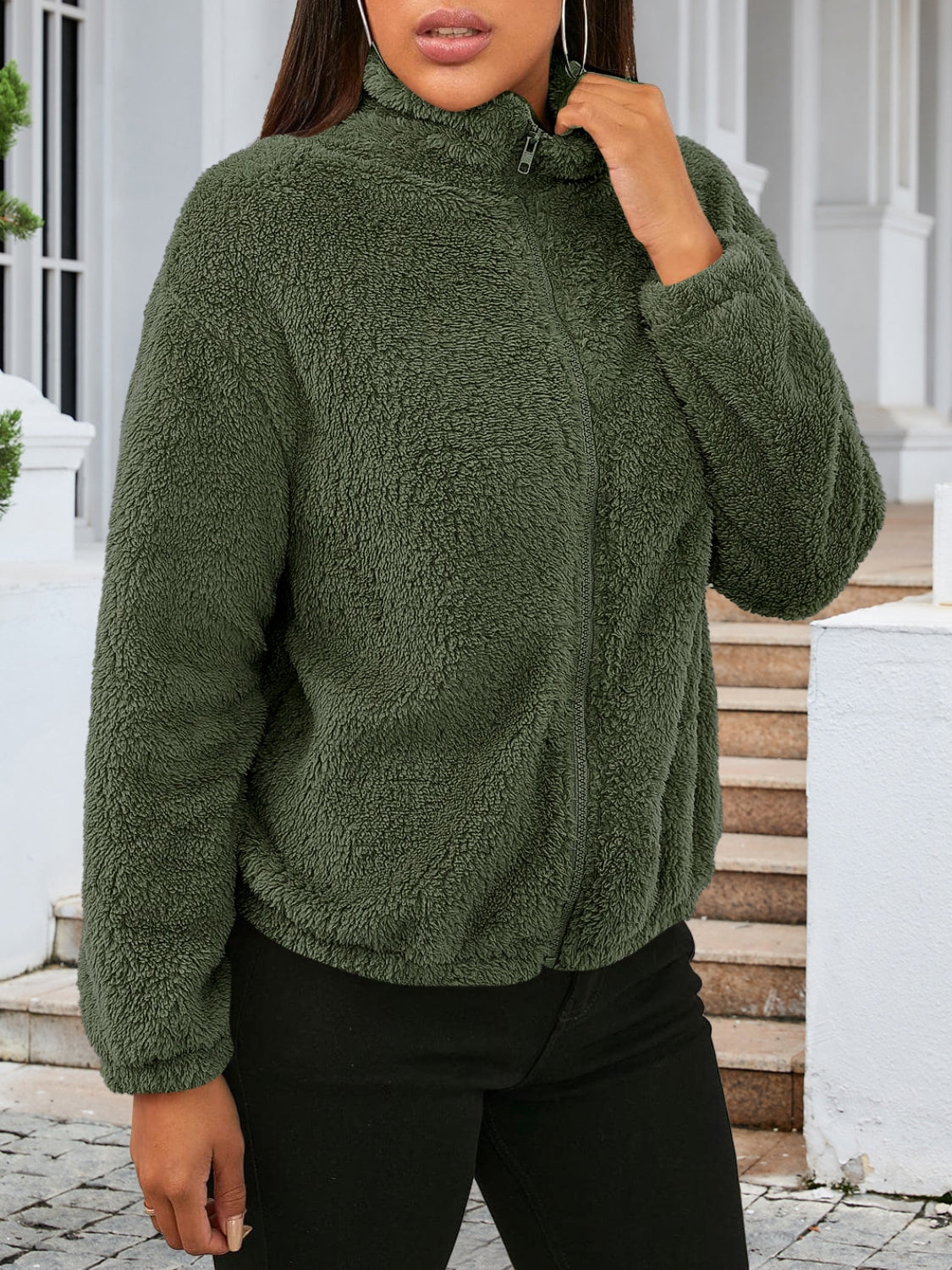 Zip Up Turtleneck Long Sleeve Jacket – view 3