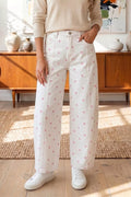 Polka Dot Wide-Leg Jeans