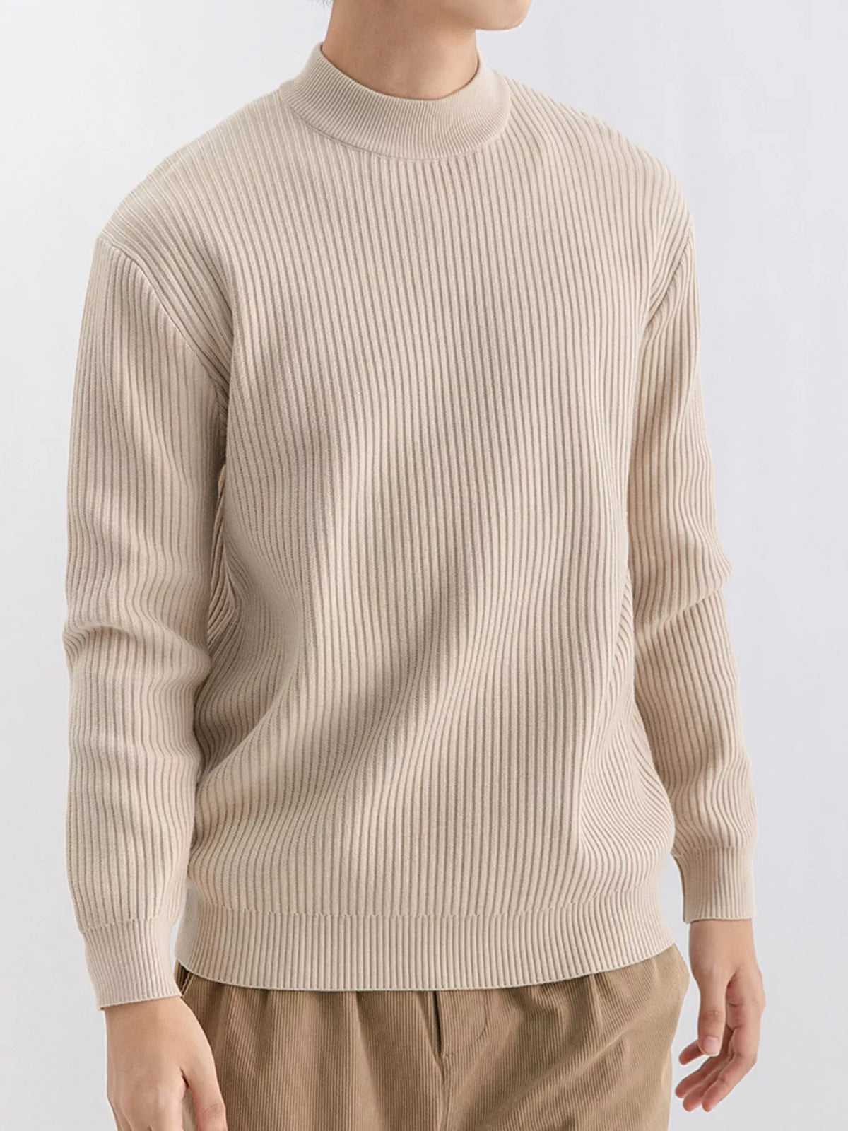 Men's Plus Size Ribbed Mock Neck Sweater – view 3