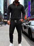 Men's Full Size Quarter-Zip Top and Pants Set Plus Size