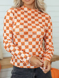 Abstract Halloween Pattern Long Sleeve Mock Neck Blouse