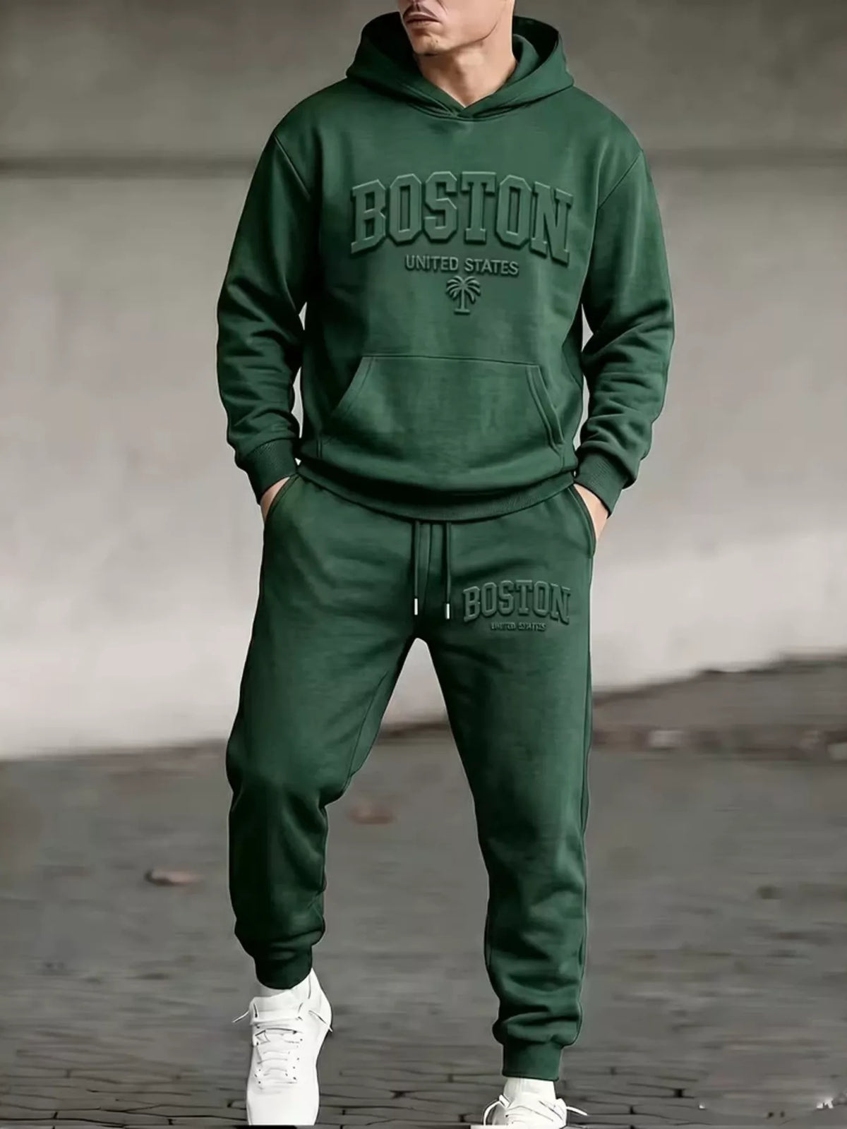 Men's Full Size Kangaroo Pocket Hoodie and Pants Set Plus Size