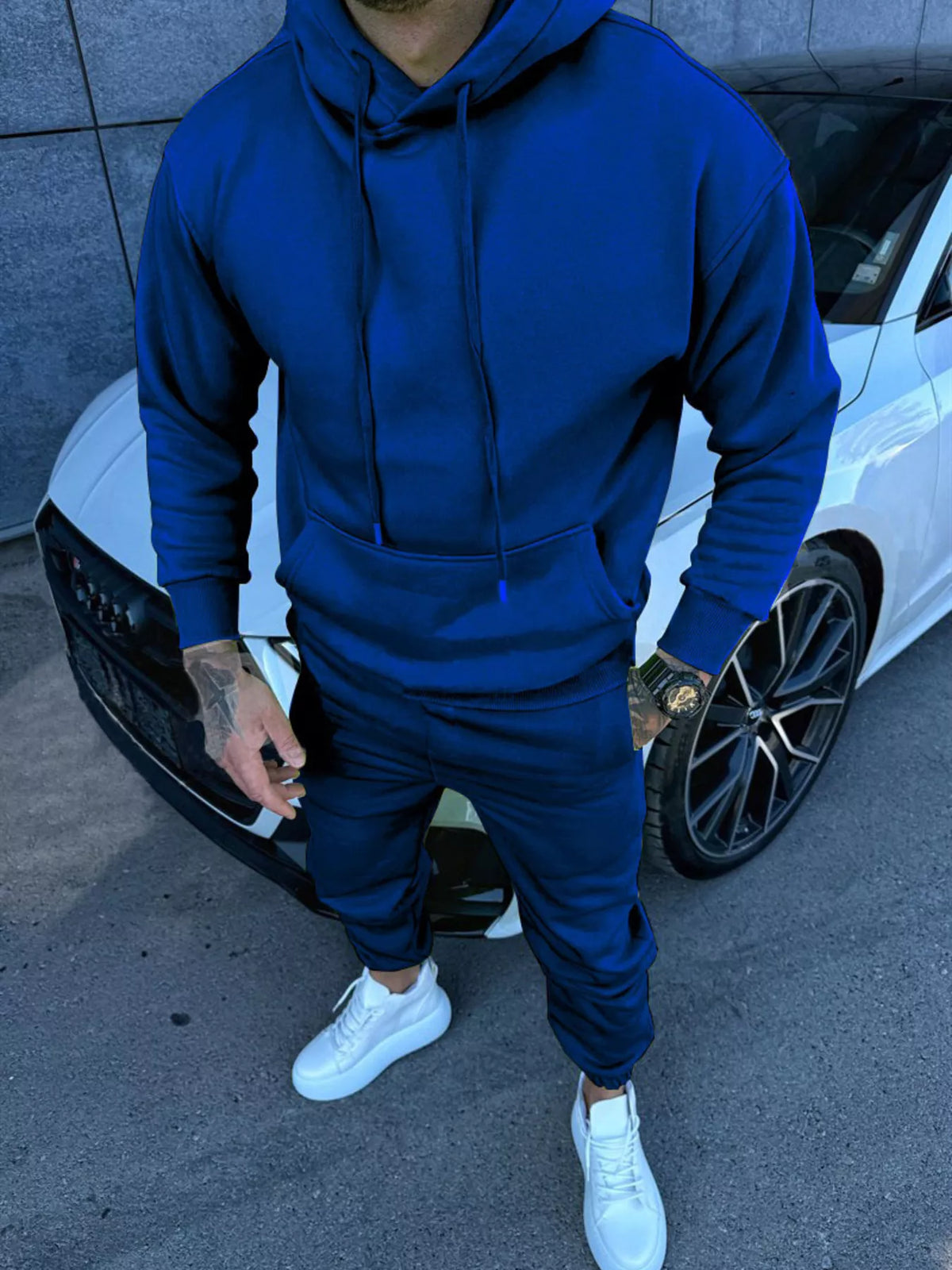 Men's Full Size Kangaroo Pocket Hoodie and Pants Set Plus Size – view 2