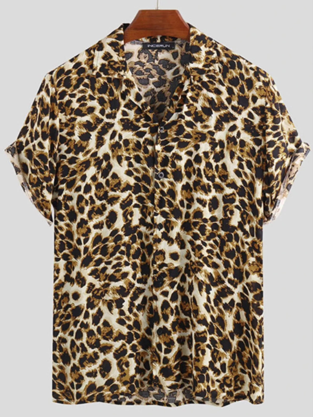 Men's Full Size Leopard Print Short Sleeve Shirt Plus Size – view 2