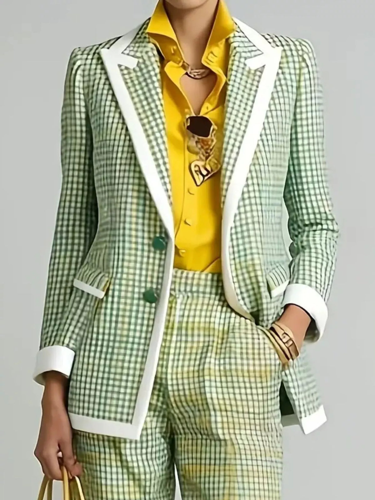 Plaid Blazer and Pants Suit Set – view 2