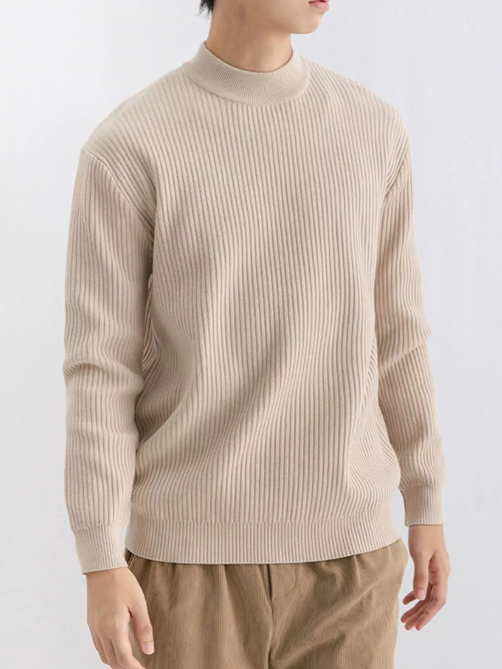 Men's Plus Size Ribbed Mock Neck Sweater