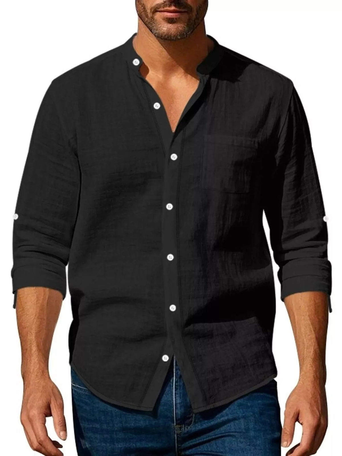 Men's Full Size Button Up Long Sleeve Shirt Plus Size