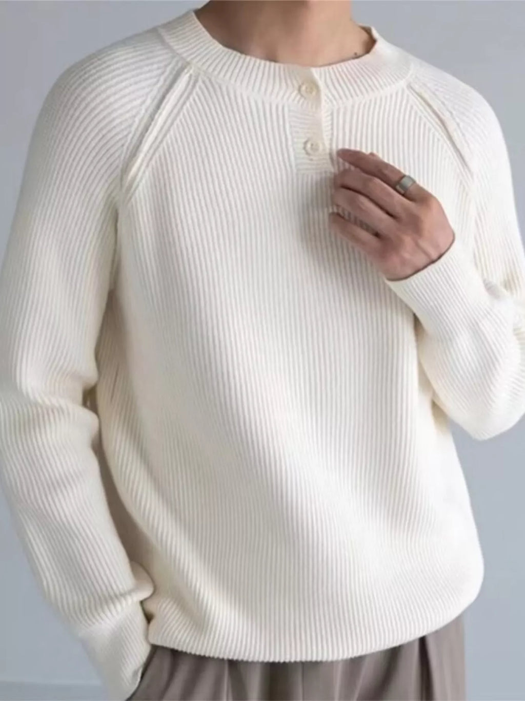 Men's Plus Size Ribbed Raglan Sleeve Knit Top – view 2