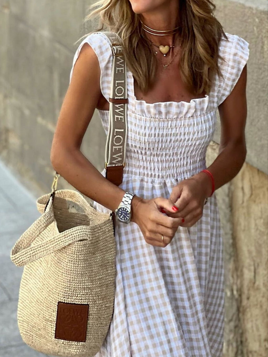 Plaid Ruffle Sleeve Maxi Dress – view 3