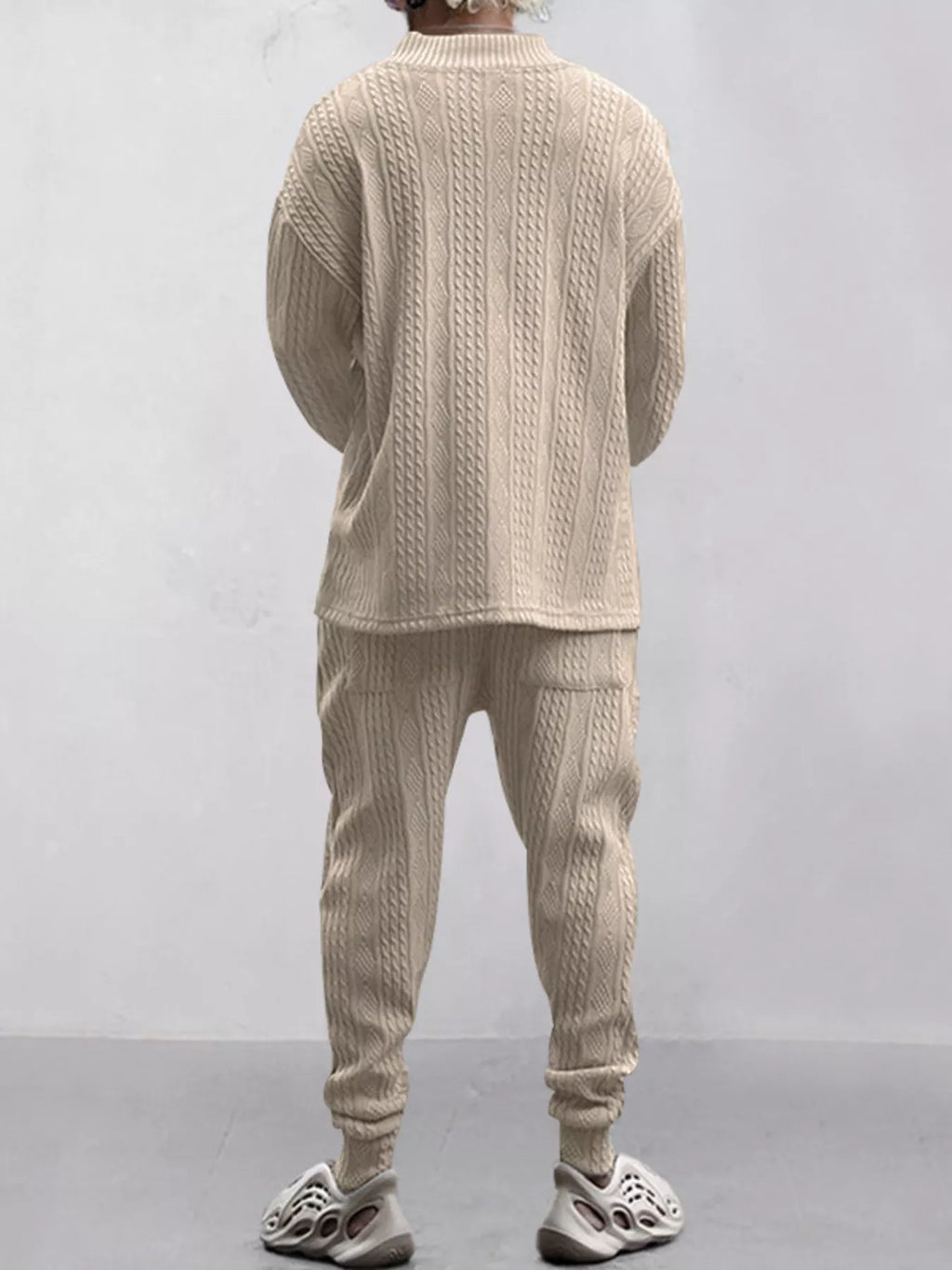 Men's Full Size Texture Knit Dropped Shoulder Top and Pants Set Plus Size – view 2