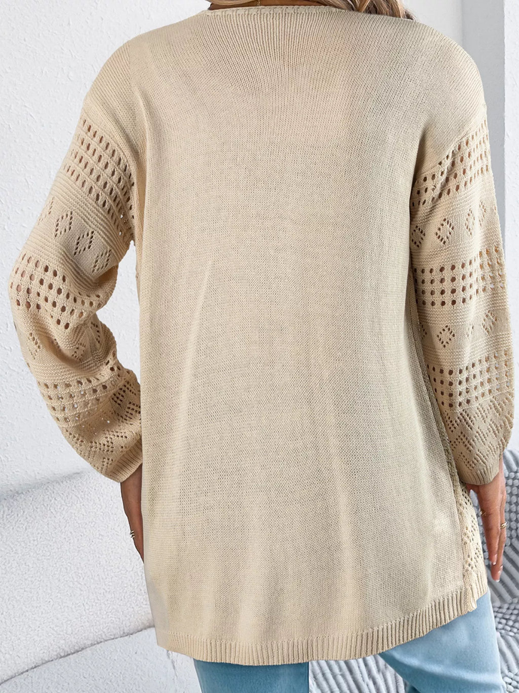 Hollowed Knit Open Front Cardigan – view 2