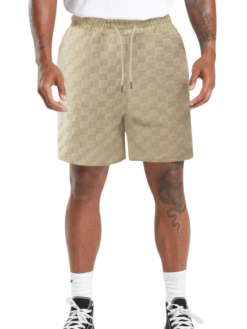 Men's Full Size Textured Checkered Casual Shorts Plus Size – view 2