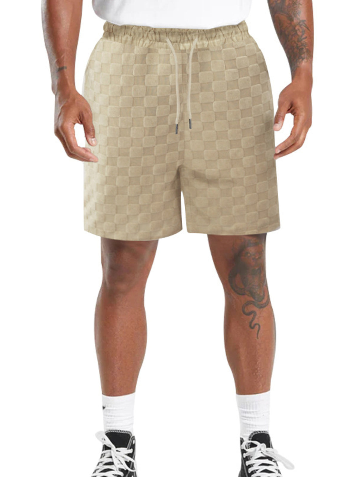 Men's Full Size Textured Checkered Casual Shorts Plus Size – view 2