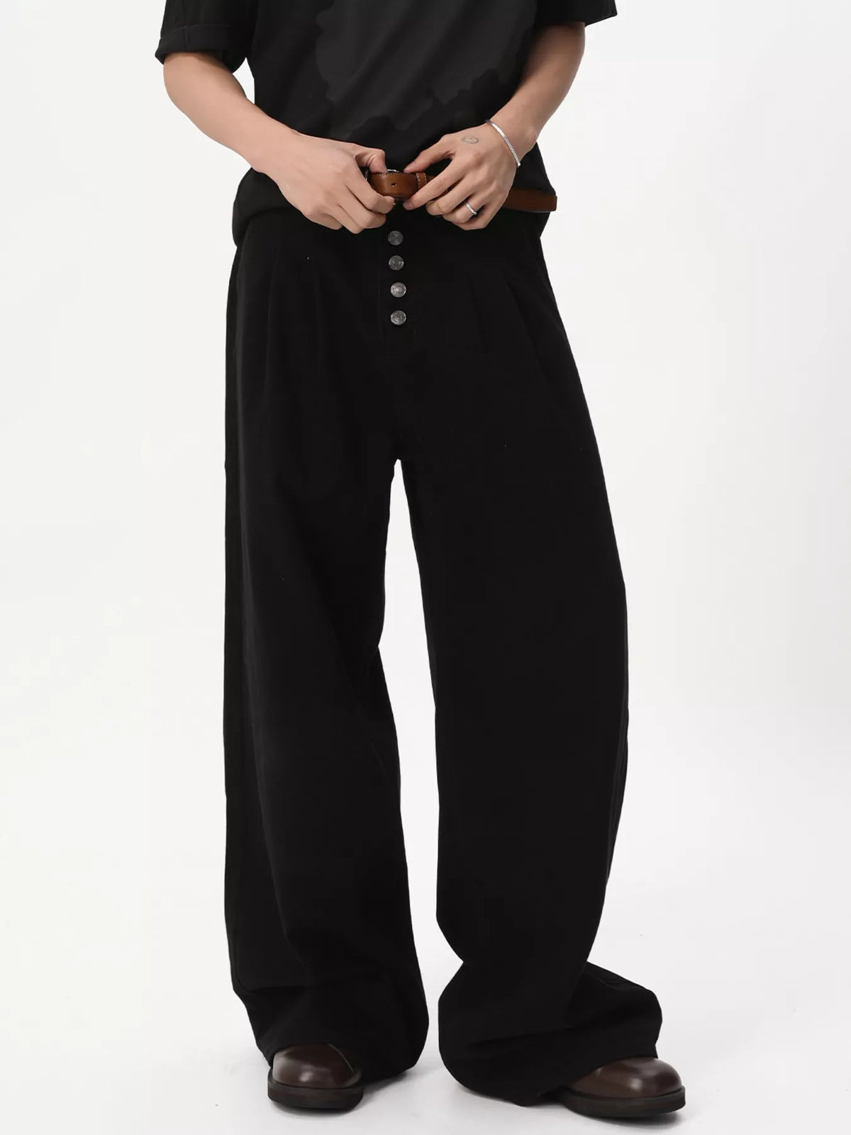 Men's Button-Fly Wide Leg Jeans