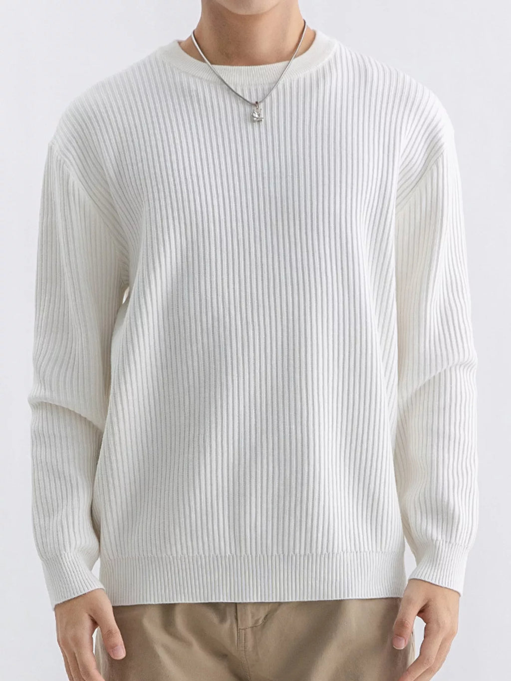 Men's Plus Size Ribbed Knit Crew Neck Sweater