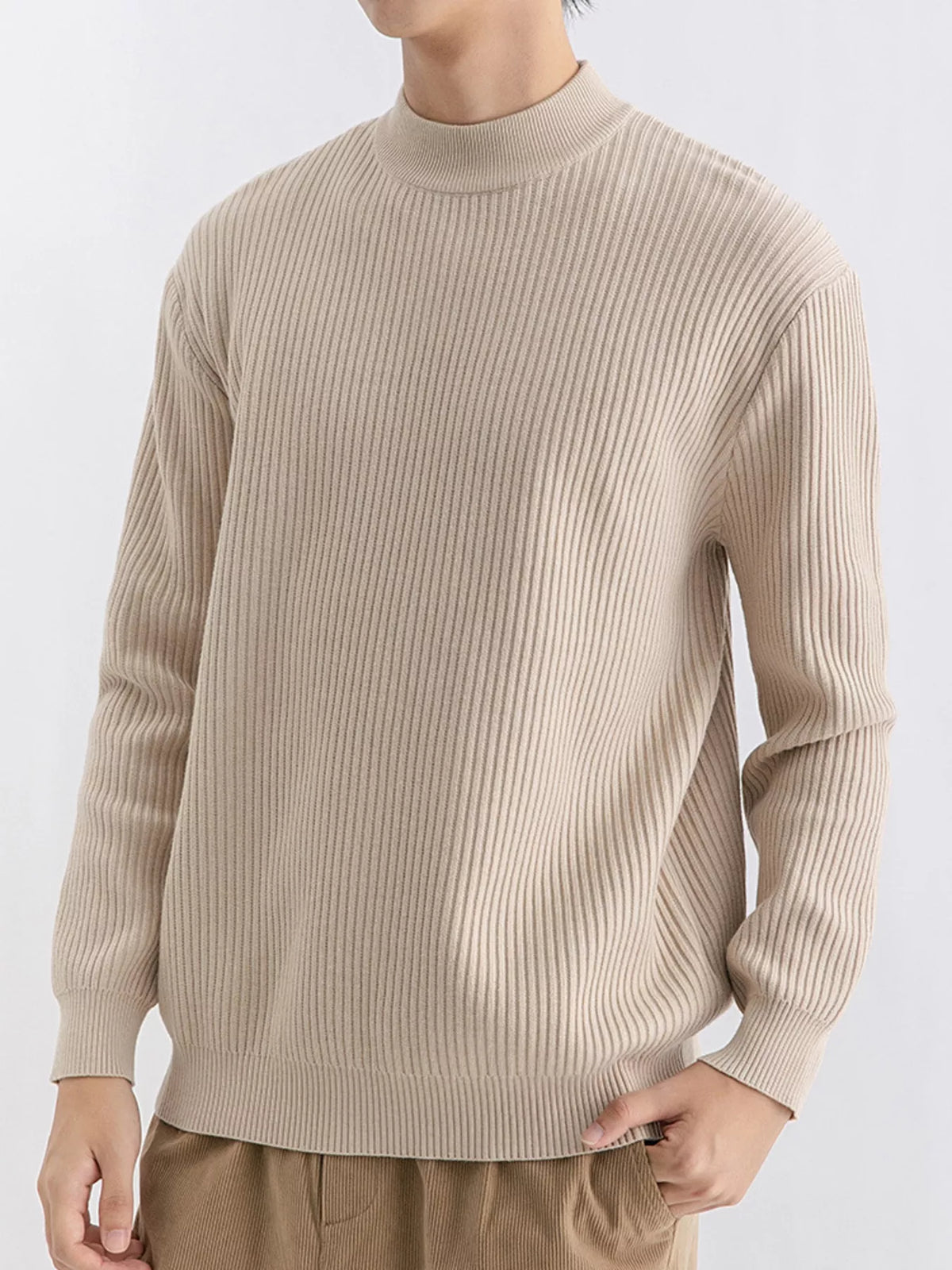 Men's Plus Size Ribbed Mock Neck Sweater – view 2
