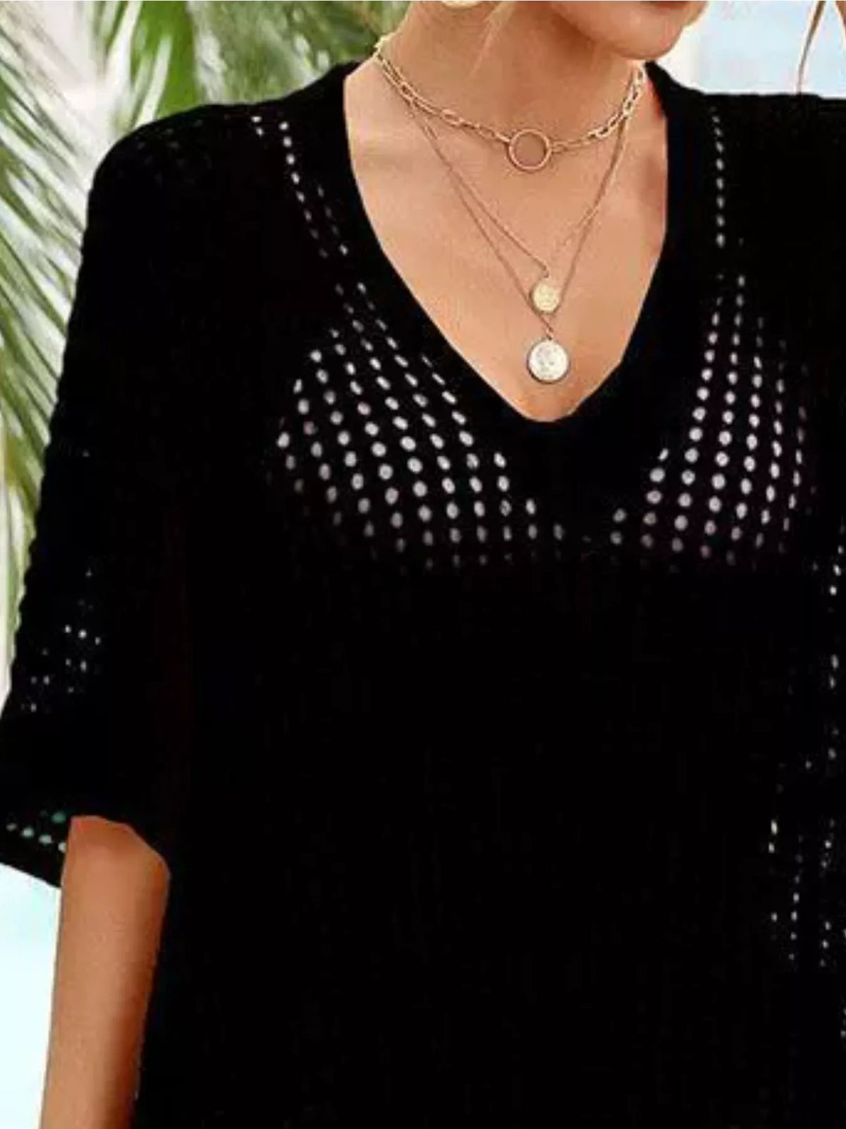 Crochet Rainbow Trim Cover-Up Dress – view 2