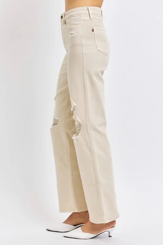 Judy Blue Full Size High Waist Distressed Wide Leg Jeans – view 2