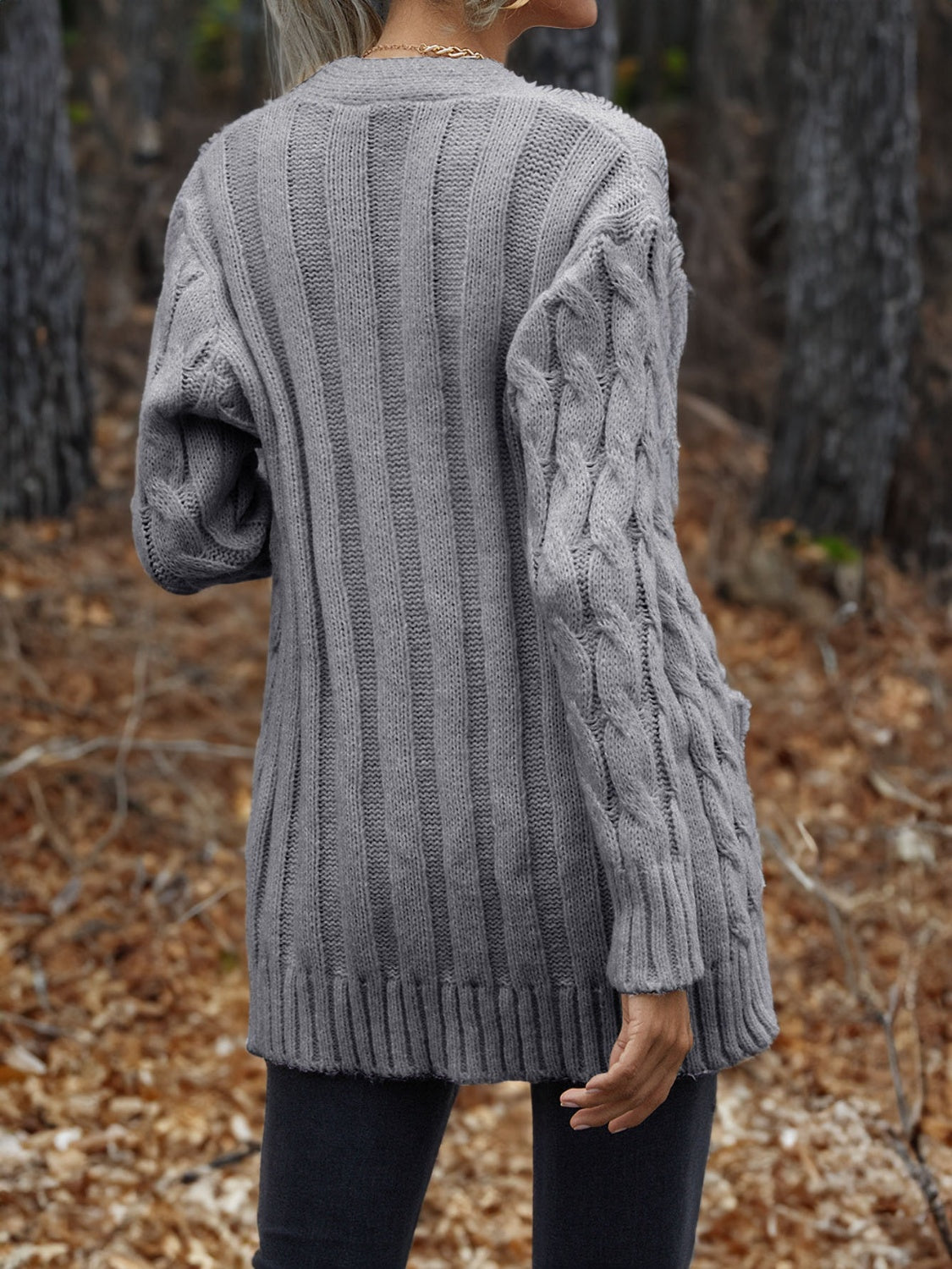 Cable-Knit Button Down Cardigan – view 3