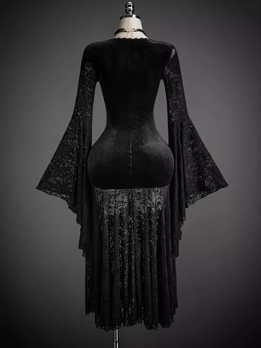 Lace V-Neck Flare Sleeve Dress – view 3