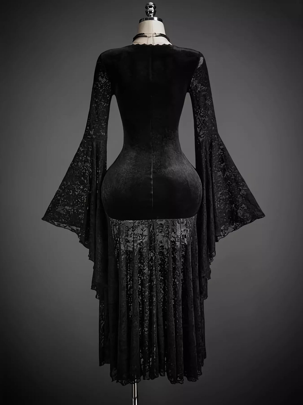 Lace V-Neck Flare Sleeve Dress – view 3