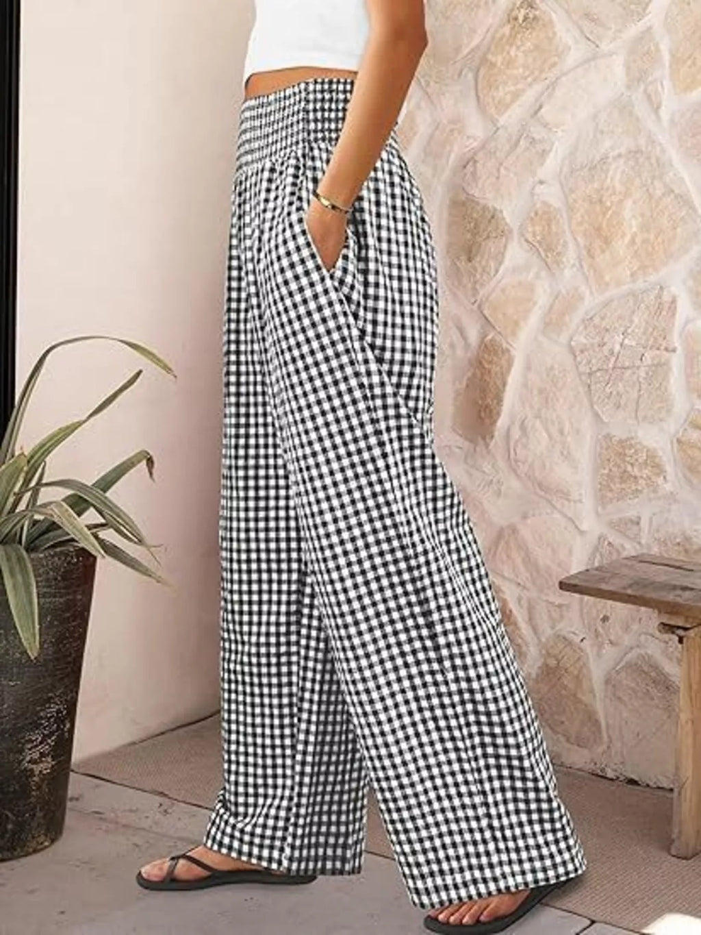 Gingham Wide-Leg Pants – view 3