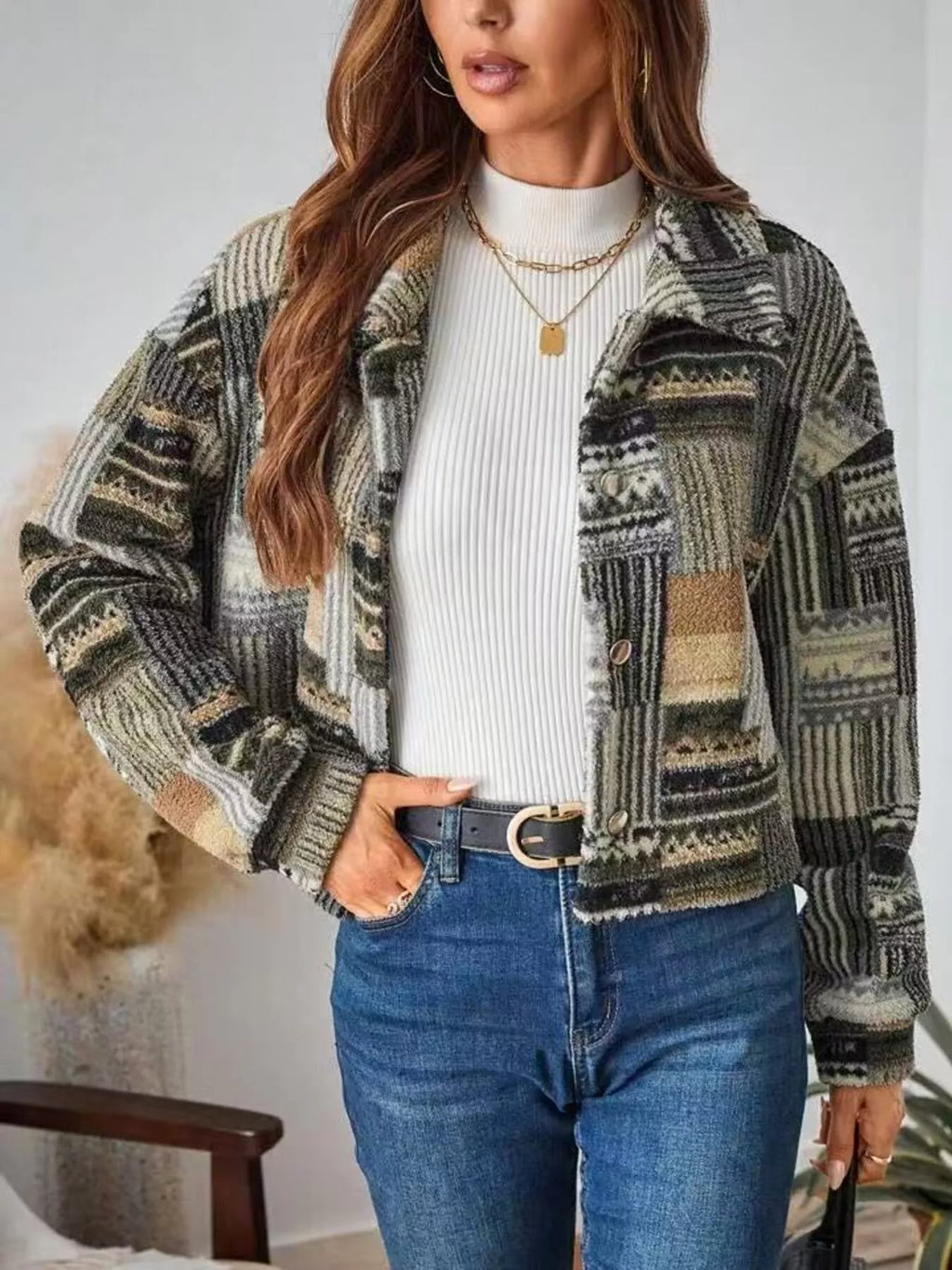Button-Up Dropped Shoulder Jacket – view 3