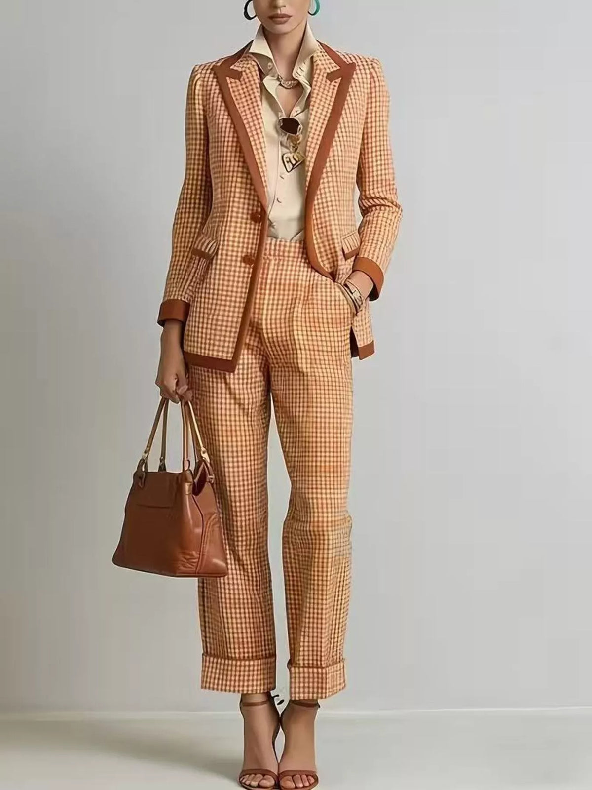 Plaid Blazer and Pants Suit Set – view 3
