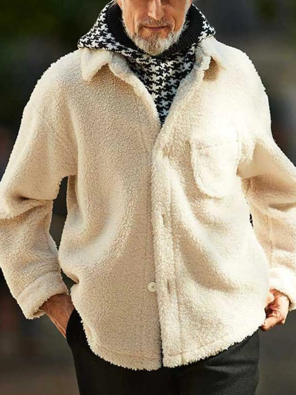 Men's Full Size Button Up Drop Shoulder Sherpa Jacket Plus Size – view 3