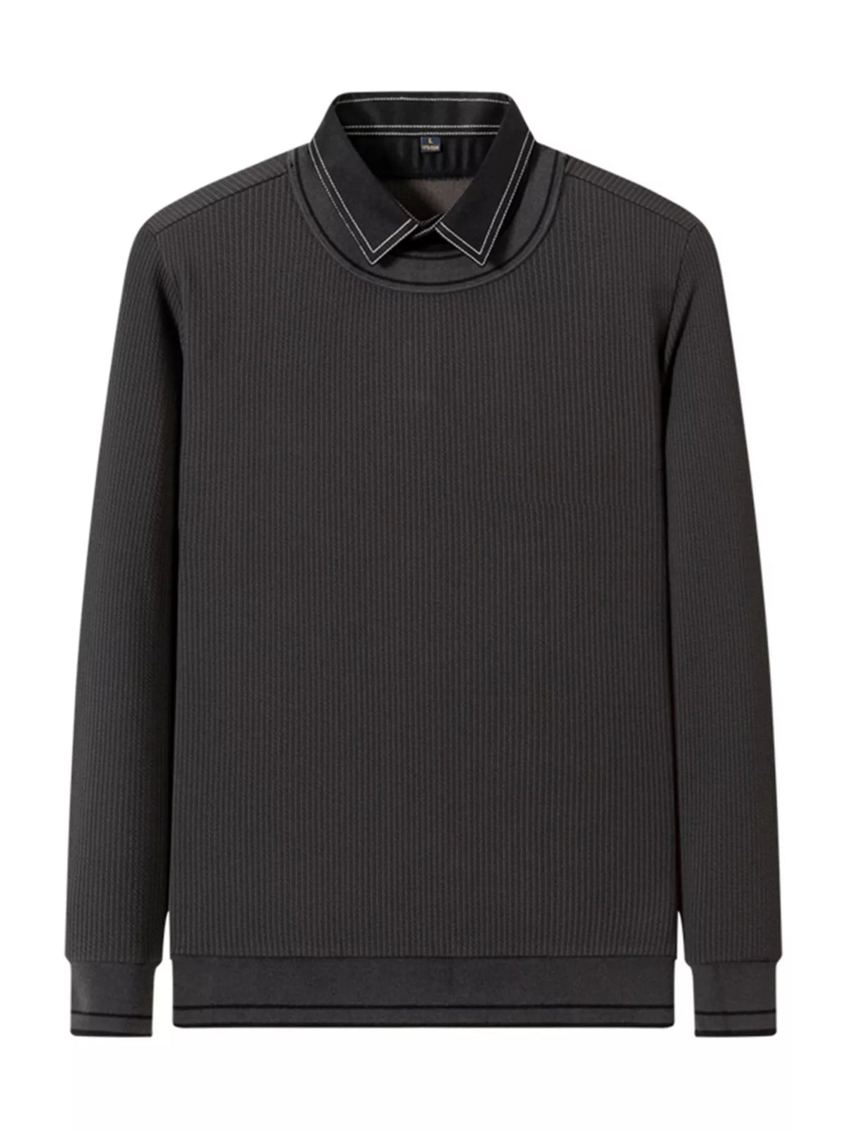 Men's Plus Size Collared Neck Ribbed Sweater – view 2