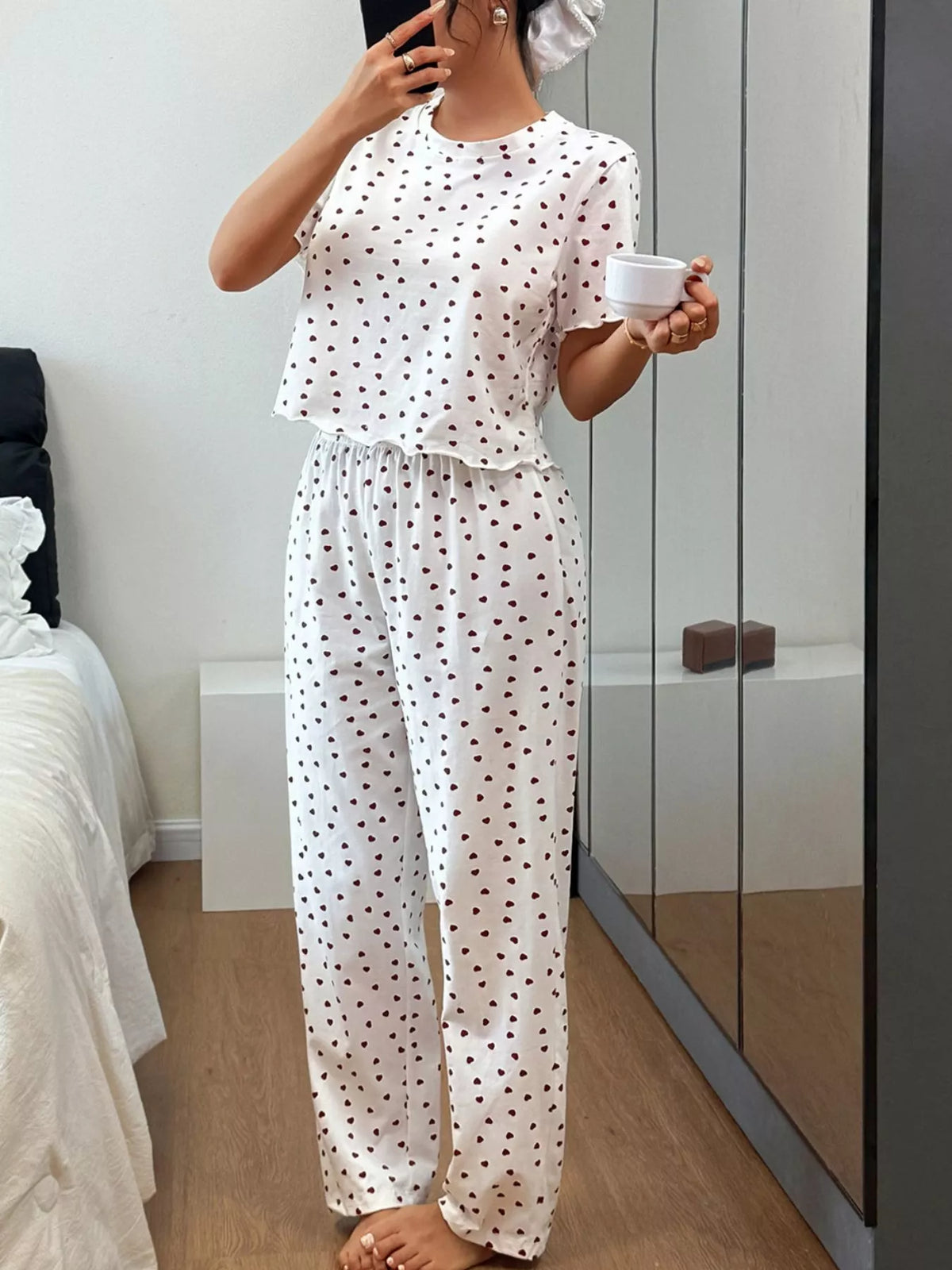 Polka Dot Short Sleeve Top and Shorts Set