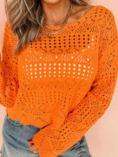 Crochet Boat Neck Knit Cover Up
