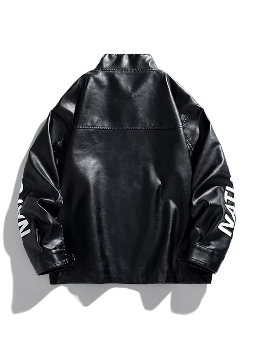 Men's Plus Size Motor Racing Faux Leather Jacket – view 2