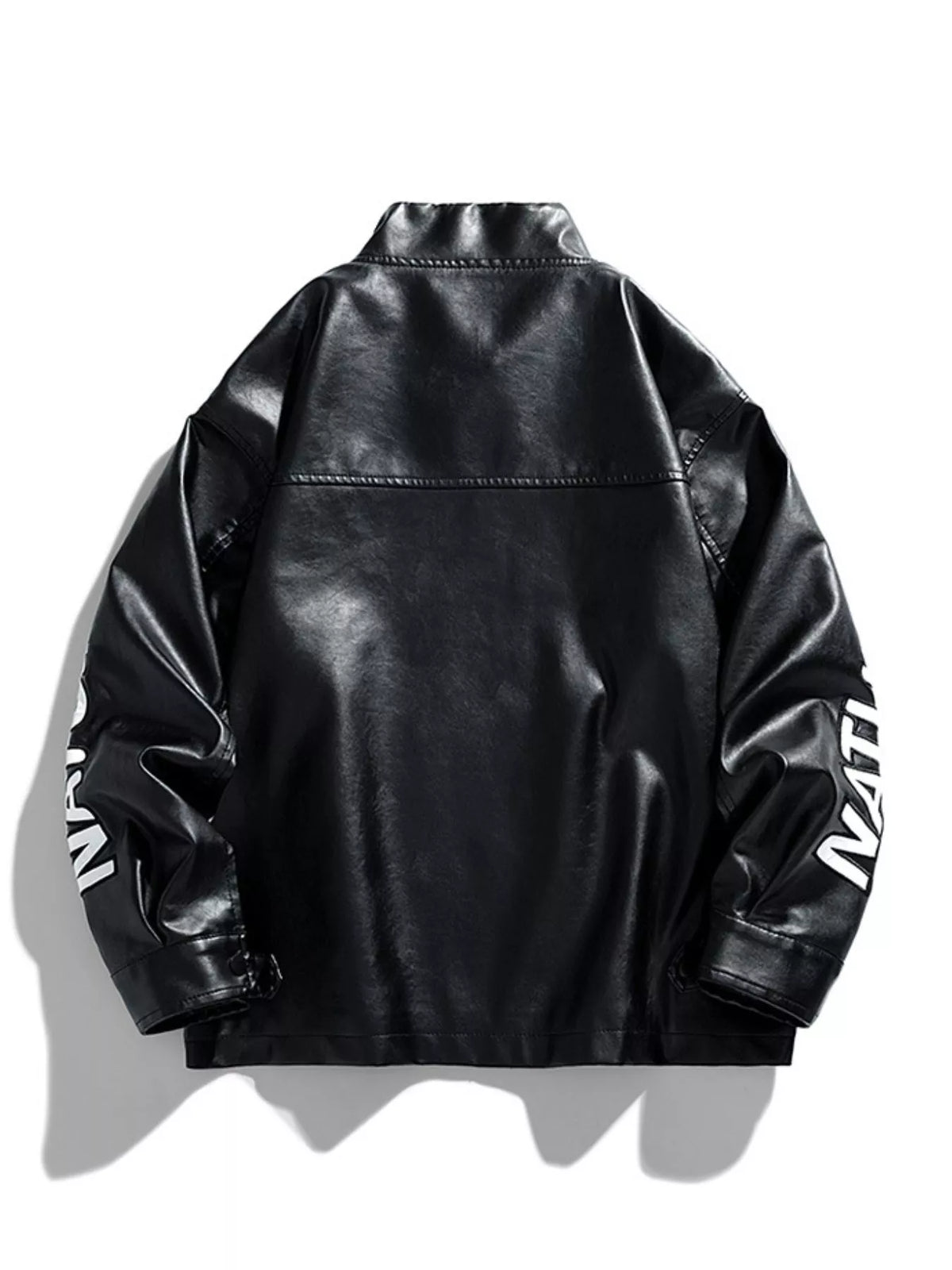Men's Plus Size Motor Racing Faux Leather Jacket – view 2
