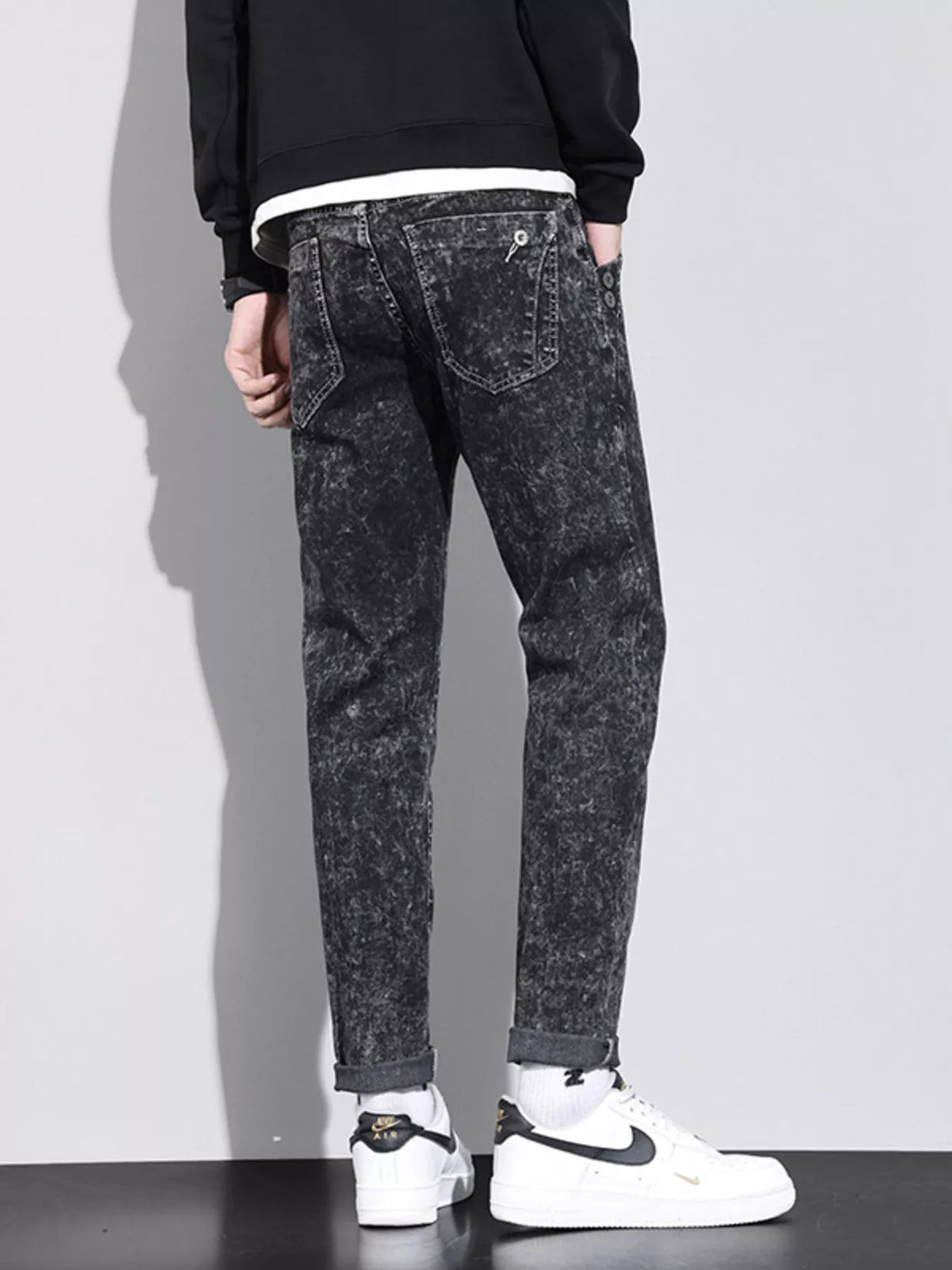 Men's Vintage Acid Wash Slim Fit Jeans – view 3